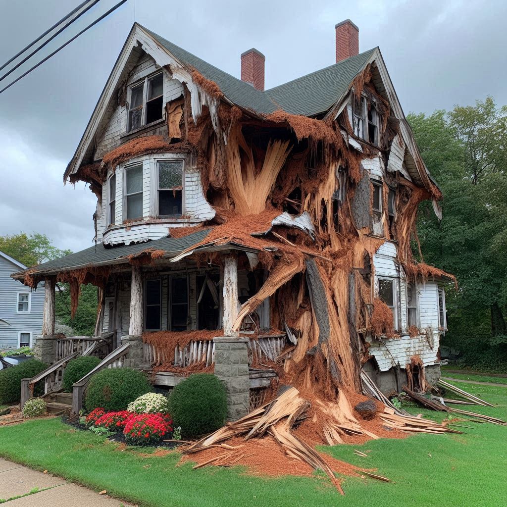 Signs Your Cohasset Home Needs a Tree Inspection Damaged tree on an Cohasset home showing signs of disease and decay